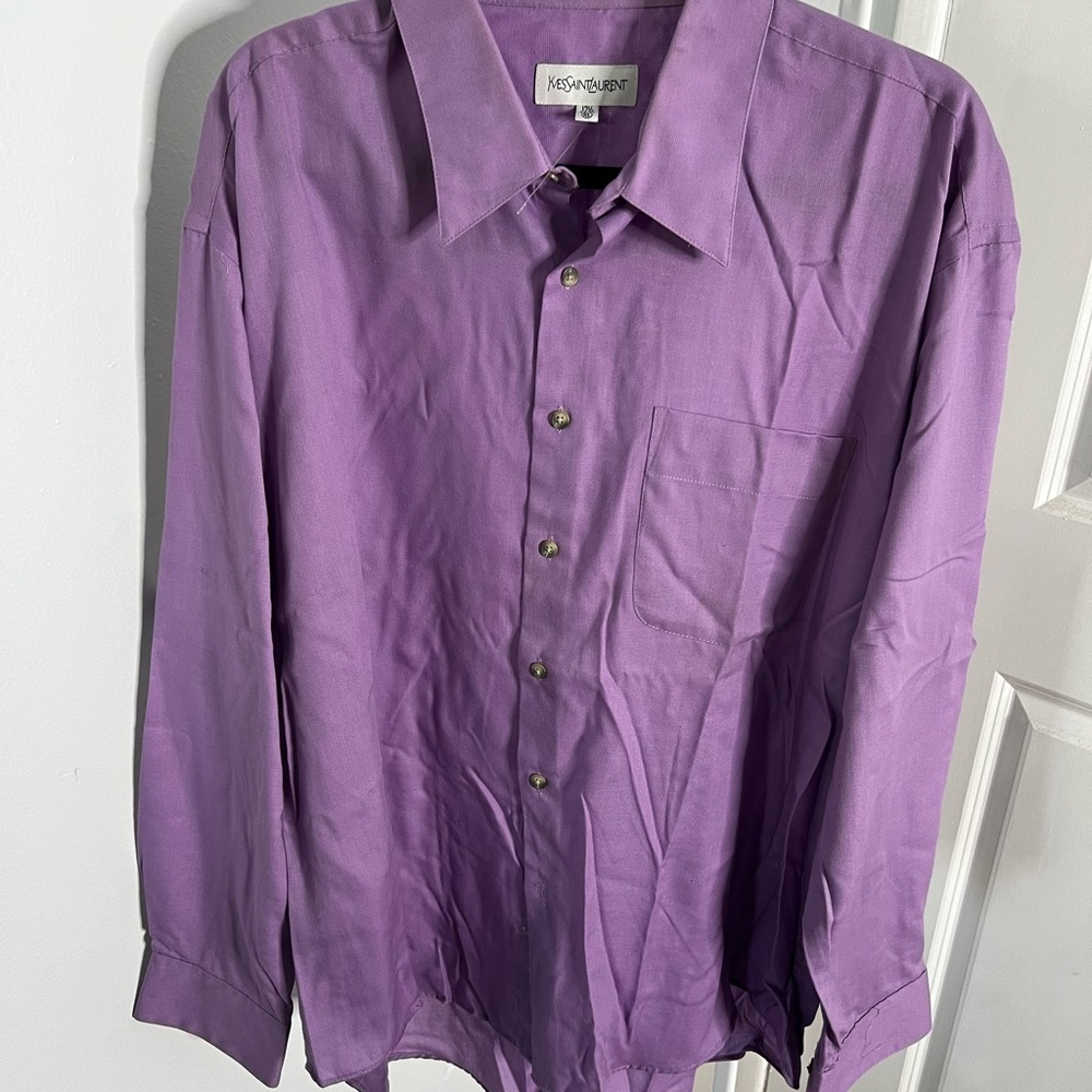 Vintage Yves Saint Laurent YSL men’s purple dress shirt. Good condition.